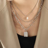 Jewelry Vintage Style French Style Human Titanium Steel Artificial Pearls 18K Gold Plated Layered Necklaces
