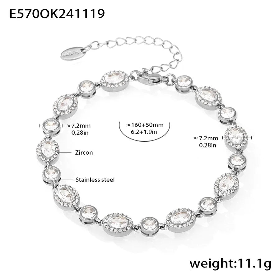 Elegant Luxurious Geometric 304 Stainless Steel 18K Gold Plated Zircon  Bracelets In Bulk