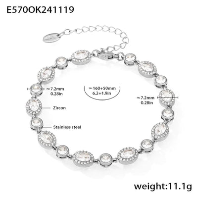 Elegant Luxurious Geometric 304 Stainless Steel 18K Gold Plated Zircon  Bracelets In Bulk
