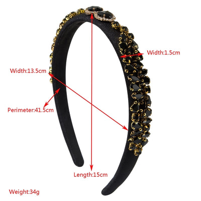 Korean Style Retro Glass Drill Lovely Hair Band Thin Baroque Sponge Headband Simple  Hair Accessories