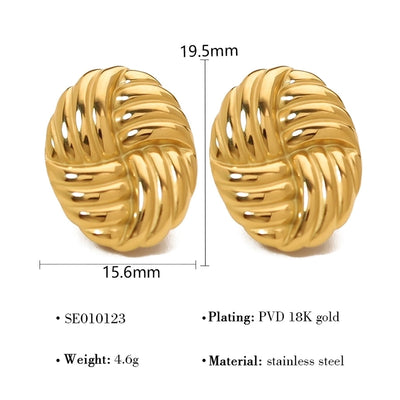 1 Pair French Style Simple Style Classic Style Oval Polishing 304 Stainless Steel 18K Gold Plated Ear Studs