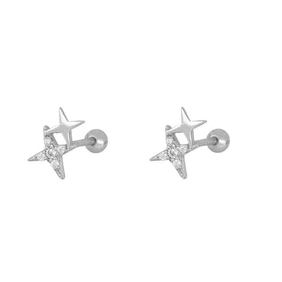 1 Pair Simple Style Star Copper Zircon 24K Gold Plated Ear Studs