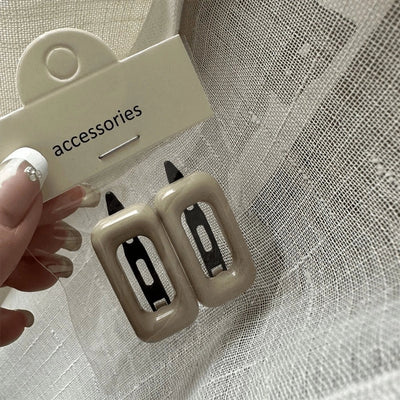 Personalized Girl Color Plastic Hairpin Advanced Design Sense Side Clip Hairpin a Pair of Hairclips Square Bang Clip Frog Buckle Bar Shaped Hair Clip Hairpin