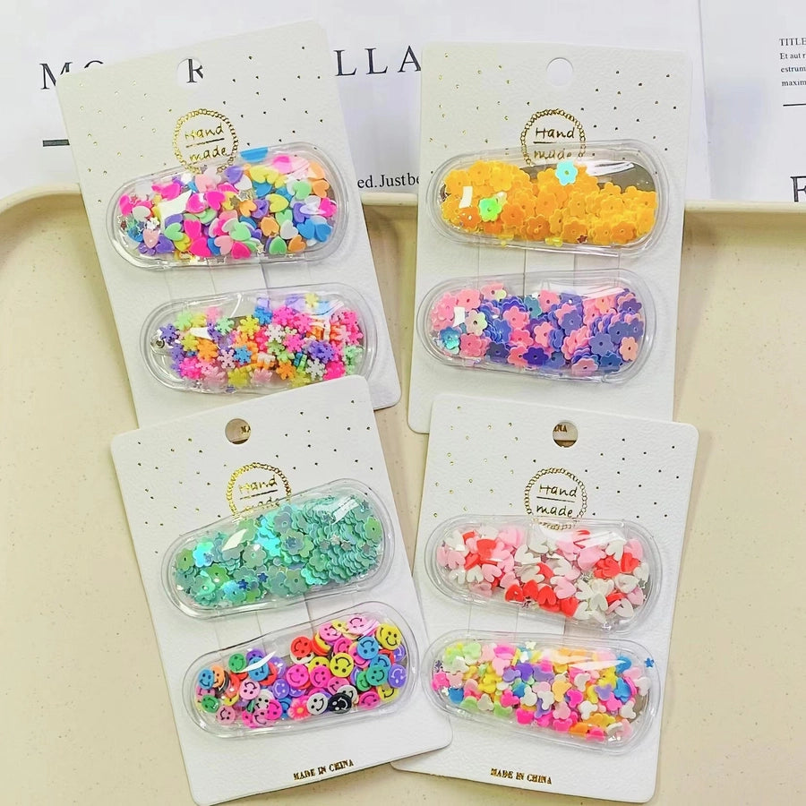 cartoon style heart shape flower plastic hair clip