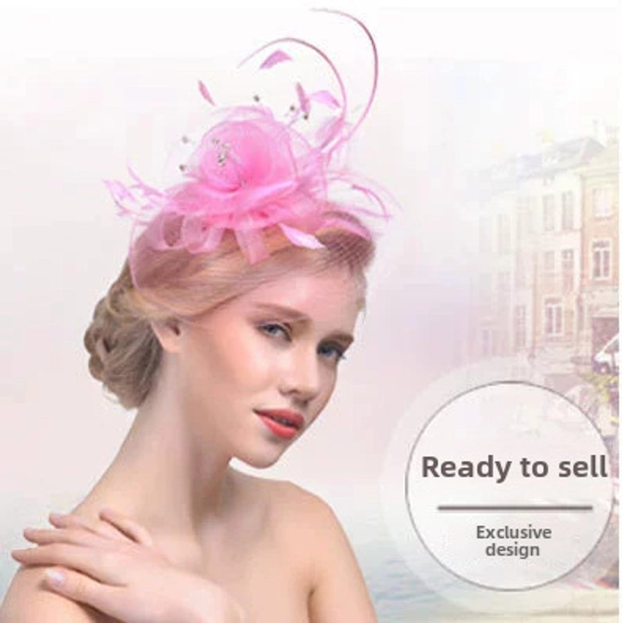 wave elastic net handmade bow feather hair accessories performance banquet accessories