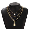 Jewelry Vintage Style French Style Human Titanium Steel Artificial Pearls 18K Gold Plated Layered Necklaces