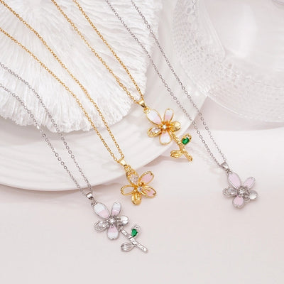 Jewelry Glam Lady Sexy Flower 304 Stainless Steel Copper Necklace