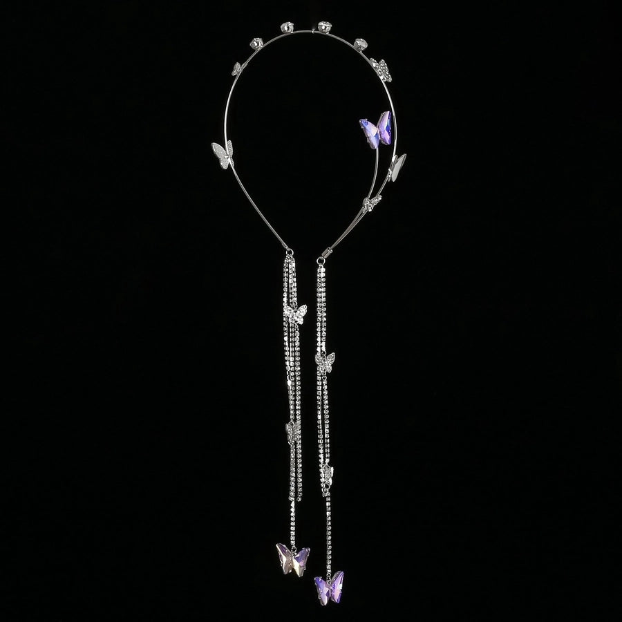 shiny butterfly alloy diamond hair band