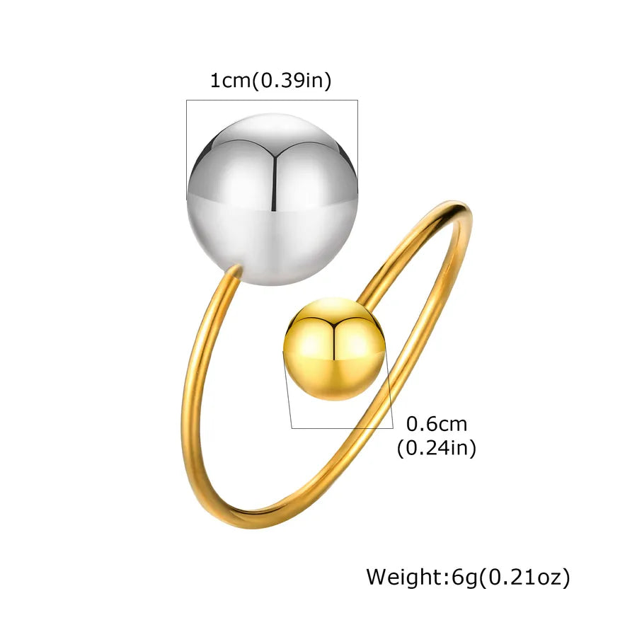 Wholesale Jewelry IG Style Color Block Ball Solid Color 304 Stainless Steel 18K Gold Plated Plating Adjustable Ring