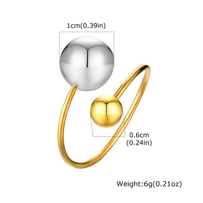 Wholesale Jewelry IG Style Color Block Ball Solid Color 304 Stainless Steel 18K Gold Plated Plating Adjustable Ring