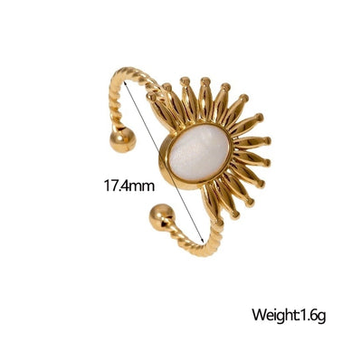 Jewelry Retro French Style Classic Style Geometric 304 Stainless Steel 18K Gold Plated Enamel Stainless Steel Rings