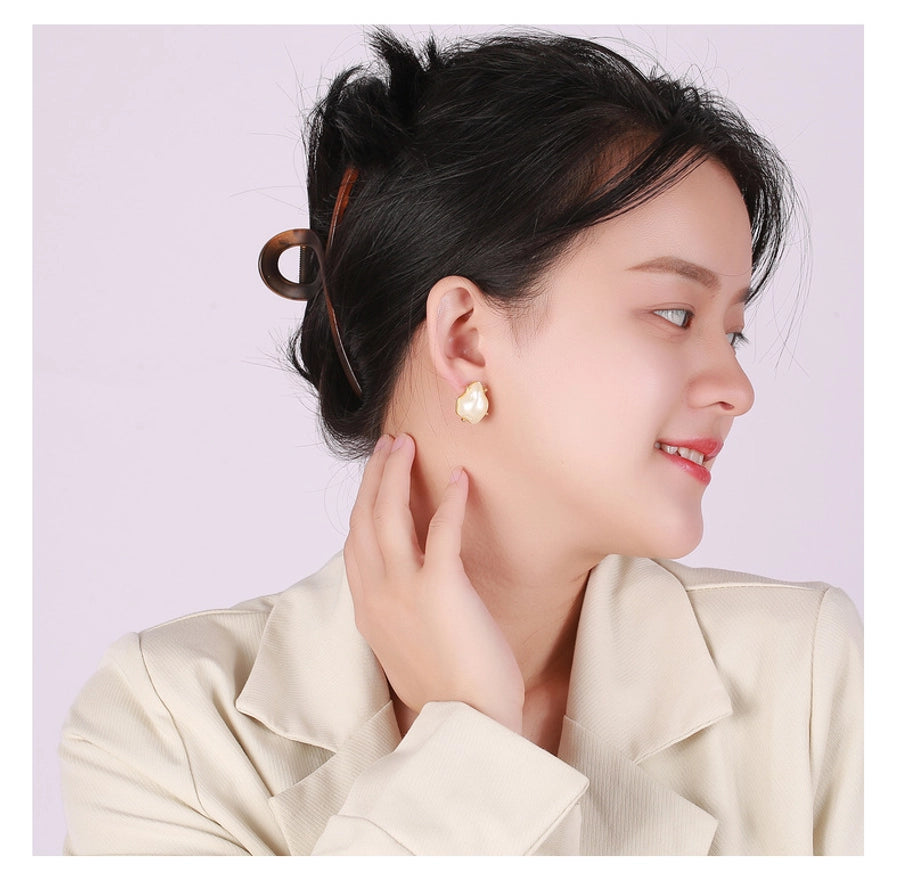 Gao Ding series Baroque special-shaped pearl earrings s925 silver needle temperament elegant personality retro earrings