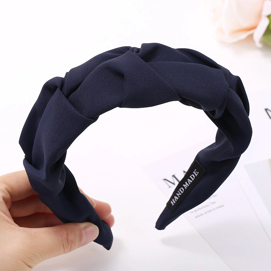 sweet solid color cloth pleated hair band