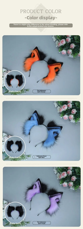 Halloween Props Spot Holy Beast Spirit Hair Accessories Japanese cosplay Accessories Simulation Beast Ear Plush Headwear
