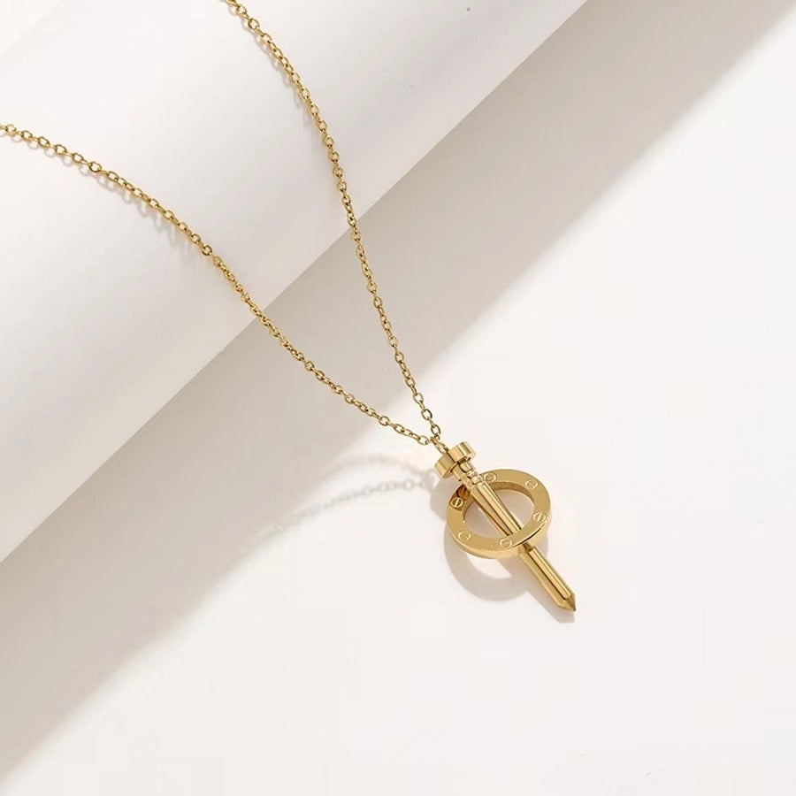 Titanium Steel Nail Ring High Class Elegant Personality 18K Gold Plated Couple Gift Necklace Bracelet