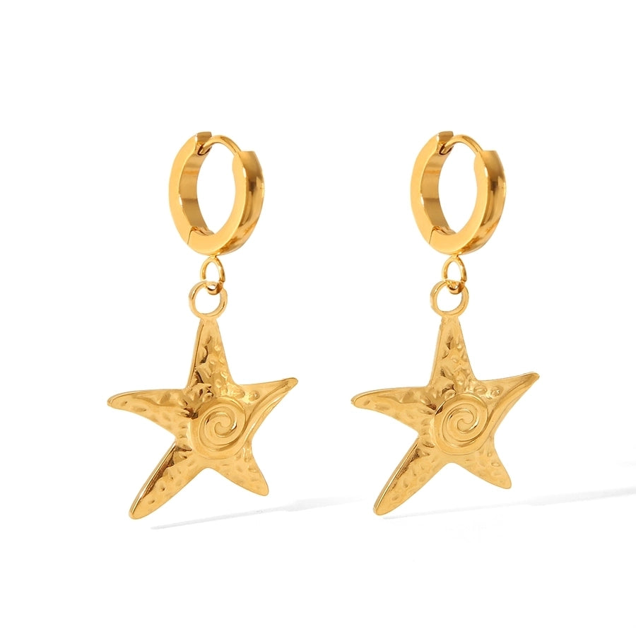 1 Pair IG Style French Style Starfish Crab Shell 304 Stainless Steel Titanium Steel 18K Gold Plated Drop Earrings Ear Studs
