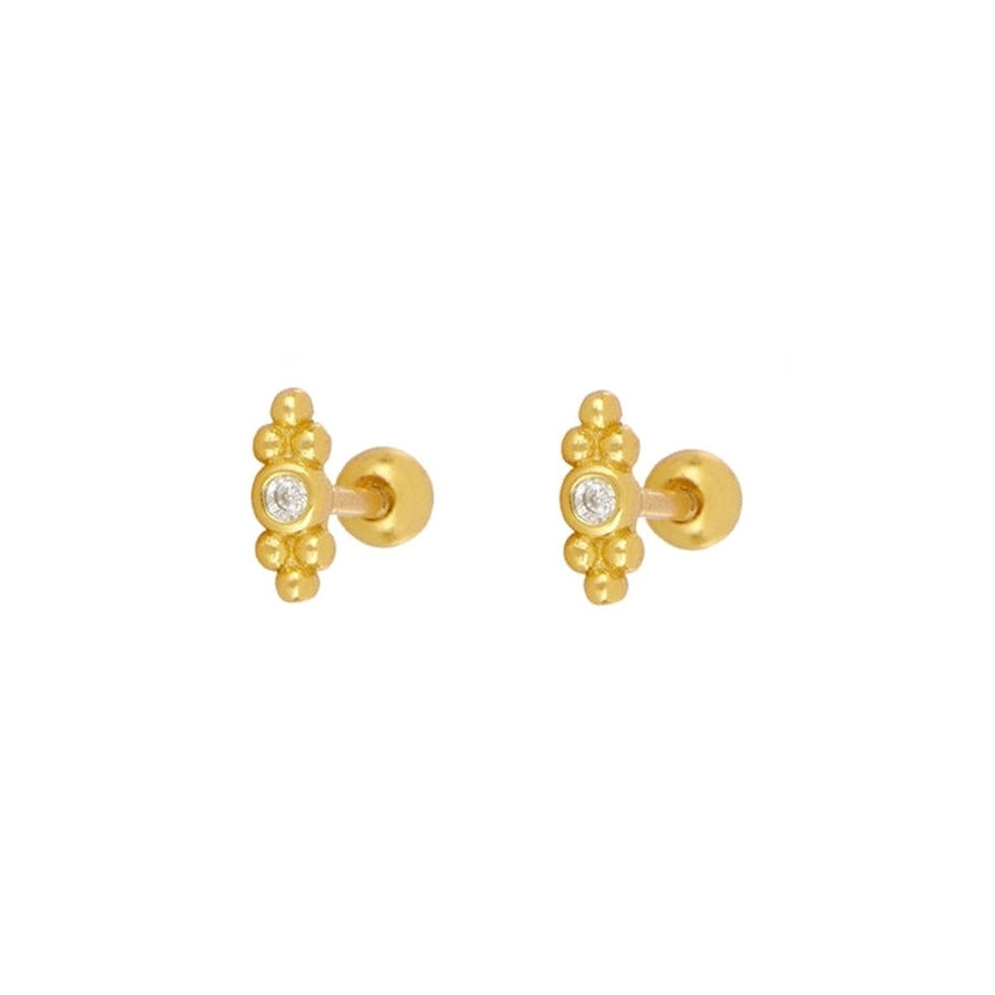 1 Pair Simple Style Geometric Star Inlay Copper Zircon Gold Plated Earrings Ear Studs