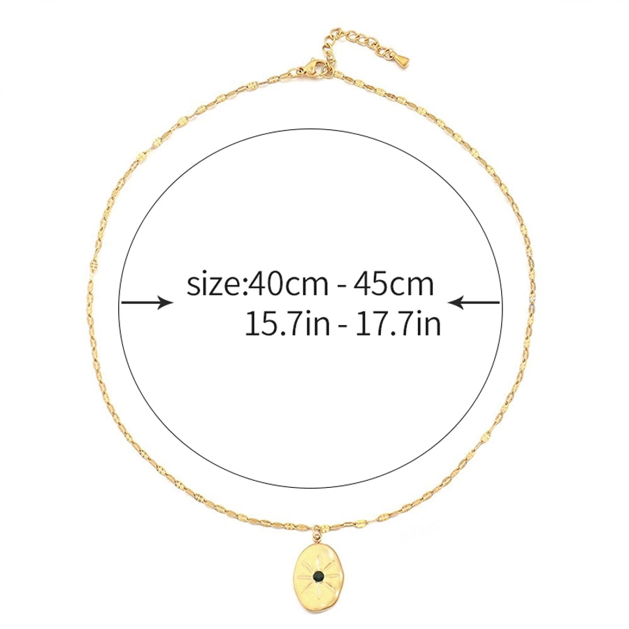 Jewelry Vintage Style Irregular Round Square 304 Stainless Steel Rhinestones Plating Inlay Pendant Necklace