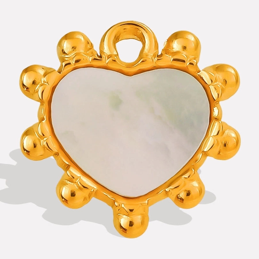 Jewelry Vintage Style Classic Style Heart Shape 304 Stainless Steel Shell Abalone Shell 18K Gold Plated Pendant Necklace