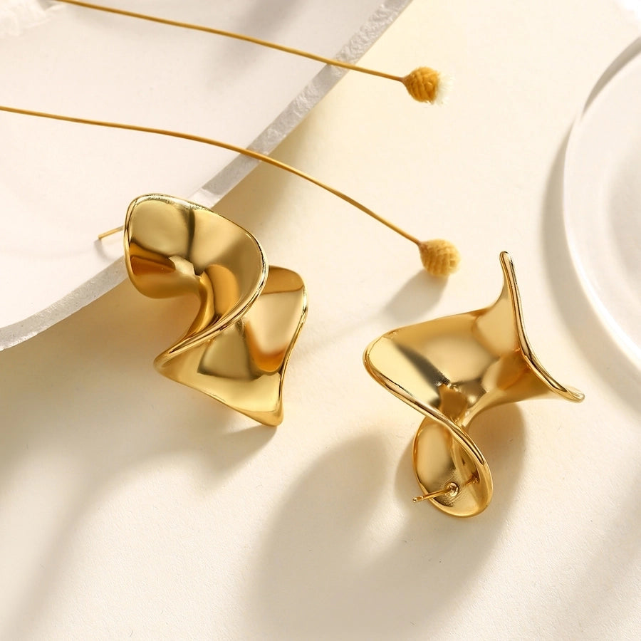 1 Pair Glam Classical Romantic Spiral 304 Stainless Steel Ear Studs