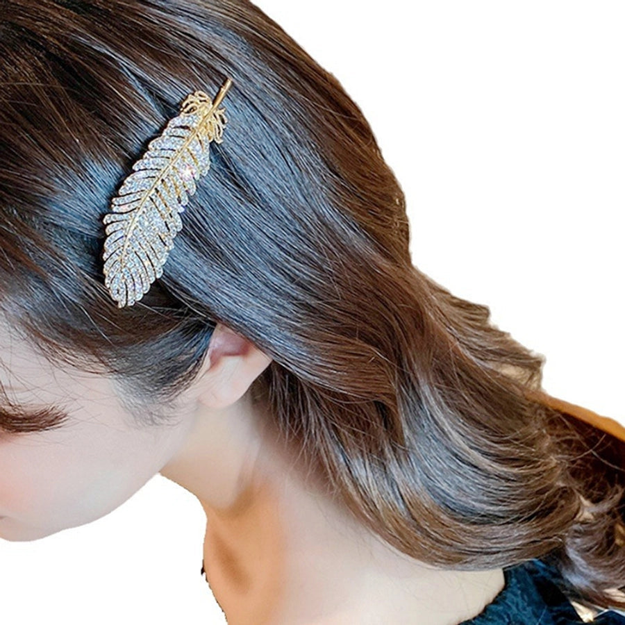 Women's Casual Simple Style Feather Alloy Inlay Rhinestones Hair Clip