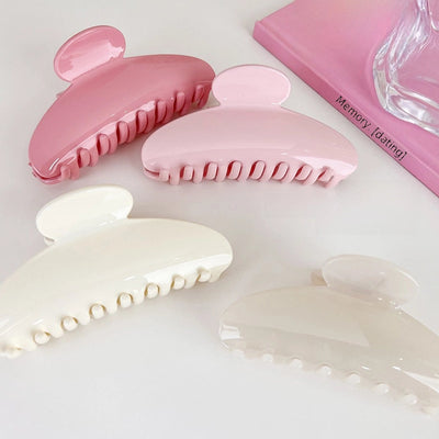 French style solid color elegant semicircle shark clip summer fashion acrylic grip large pink hair updo hairpin