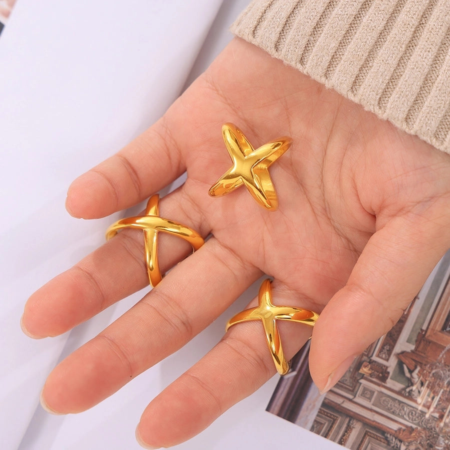 Jewelry Simple Style Classic Style Solid Color Titanium Steel 18K Gold Plated Plating Rings