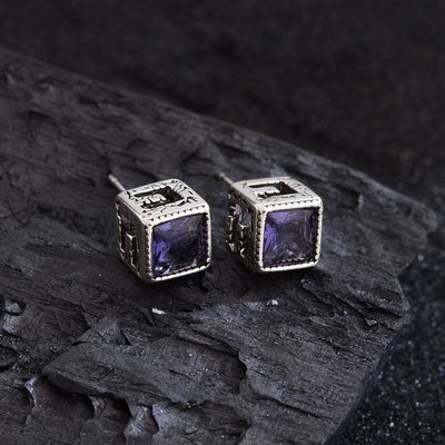 1 Pair Hip-Hop Vintage Style Square Inlay Copper Zircon Ear Studs