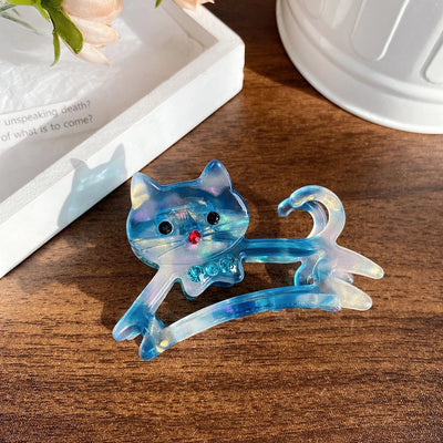 New Cute Cat Acetate Hollow out Grip Sweet Gentle and  Elegant Hair Clip Personalized Hair Accessories Headdress for Women
