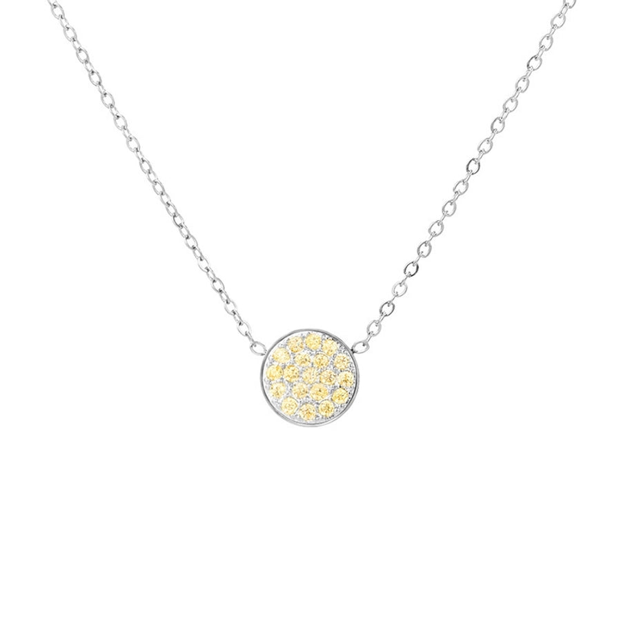 Jewelry IG Style Simple Style Round 304 Stainless Steel Zircon 14K Gold Plated Inlay Necklace