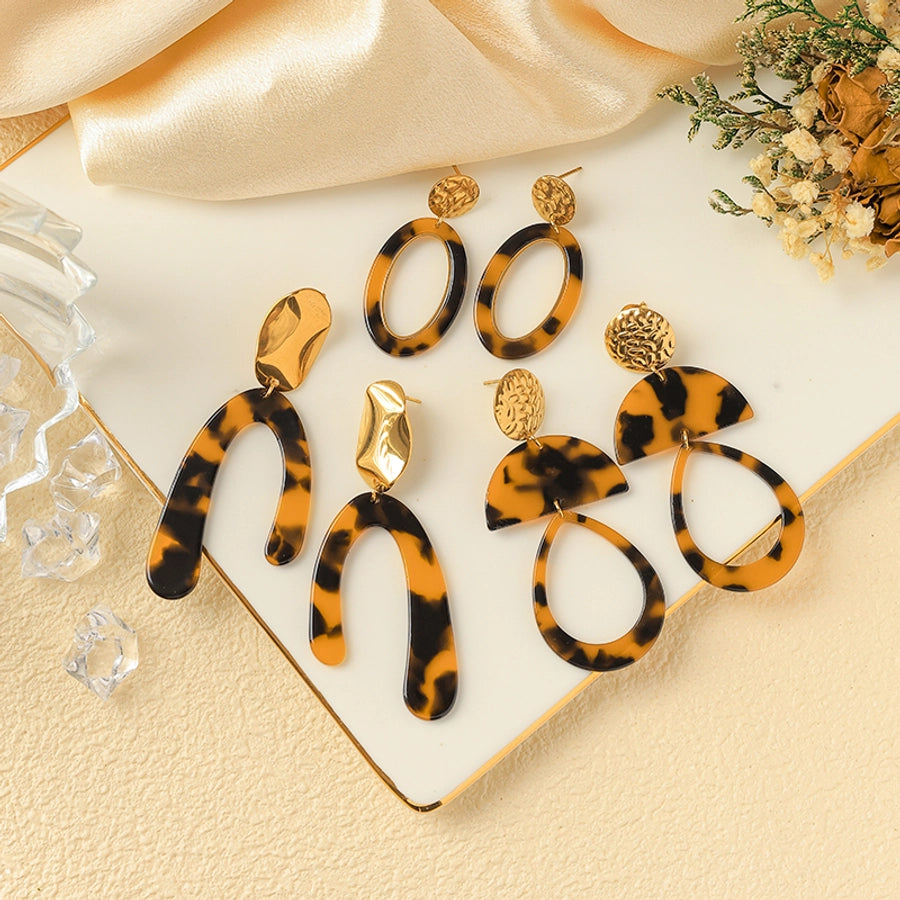 1 Pair Preppy Style Vacation Streetwear Geometric Plating Hollow Out 304 Stainless Steel Arylic 14K Gold Plated Drop Earrings