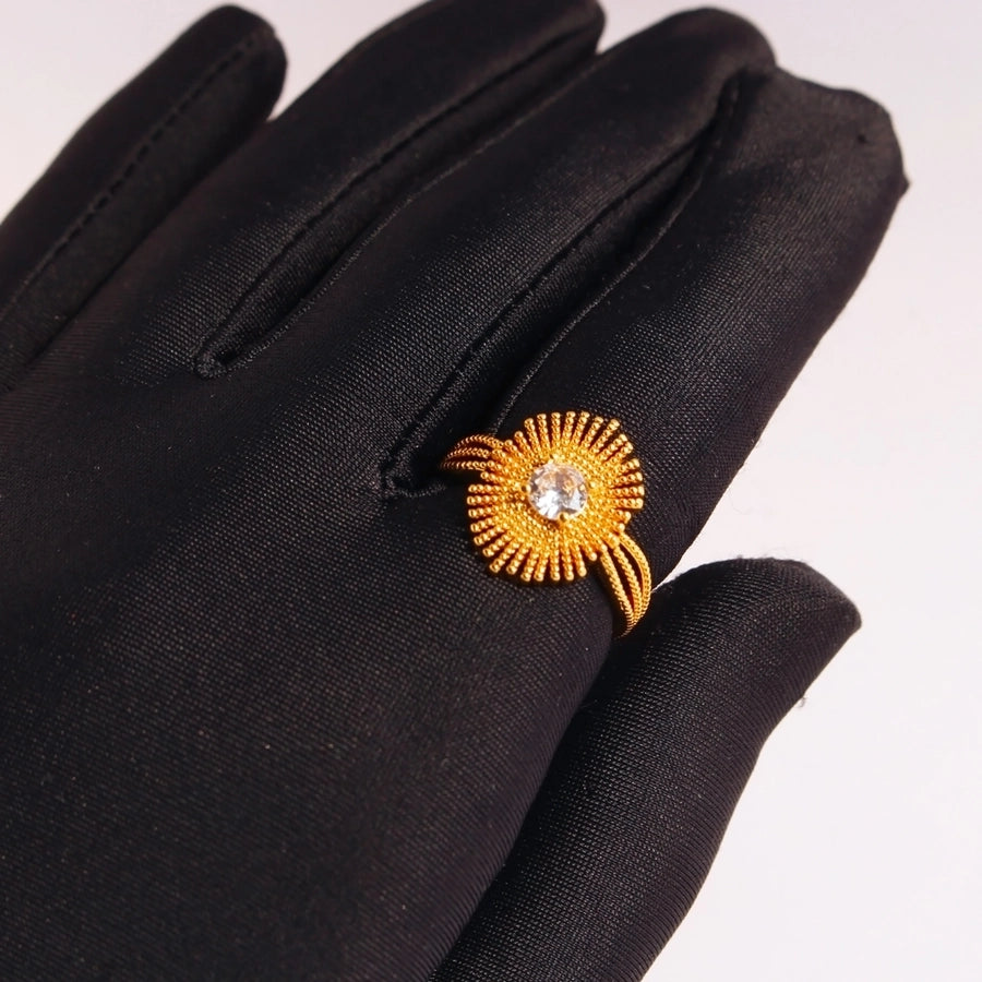 Brass 24K Gold Plated Irregular Inlay Geometric Fireworks Zircon Rings