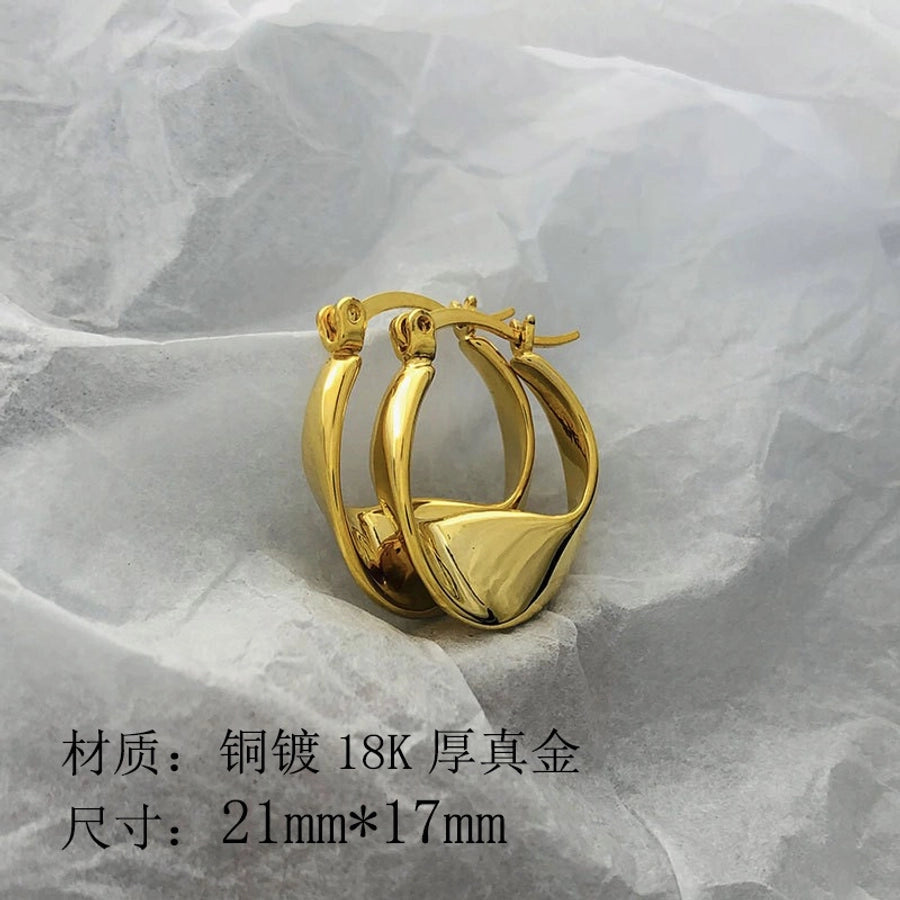 1 Pair Simple Style Water Droplets Rhombus Copper 18K Gold Plated Earrings