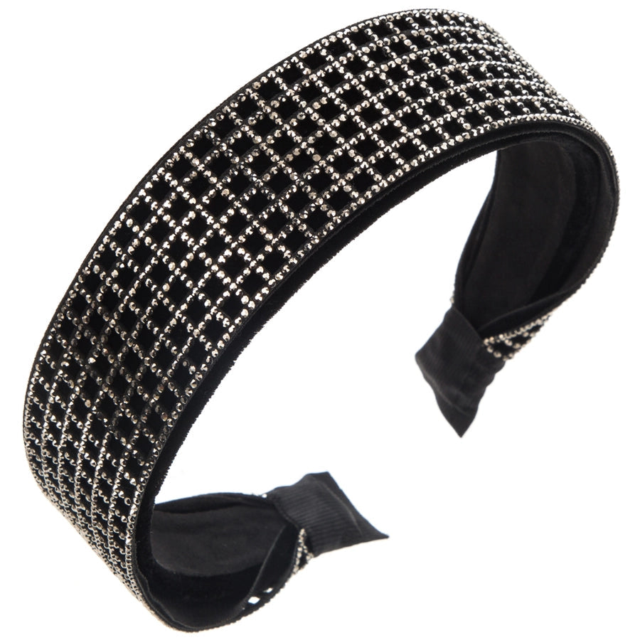 Women's Elegant Luxurious Checkered Cloth Inlay Rhinestones Hair Band