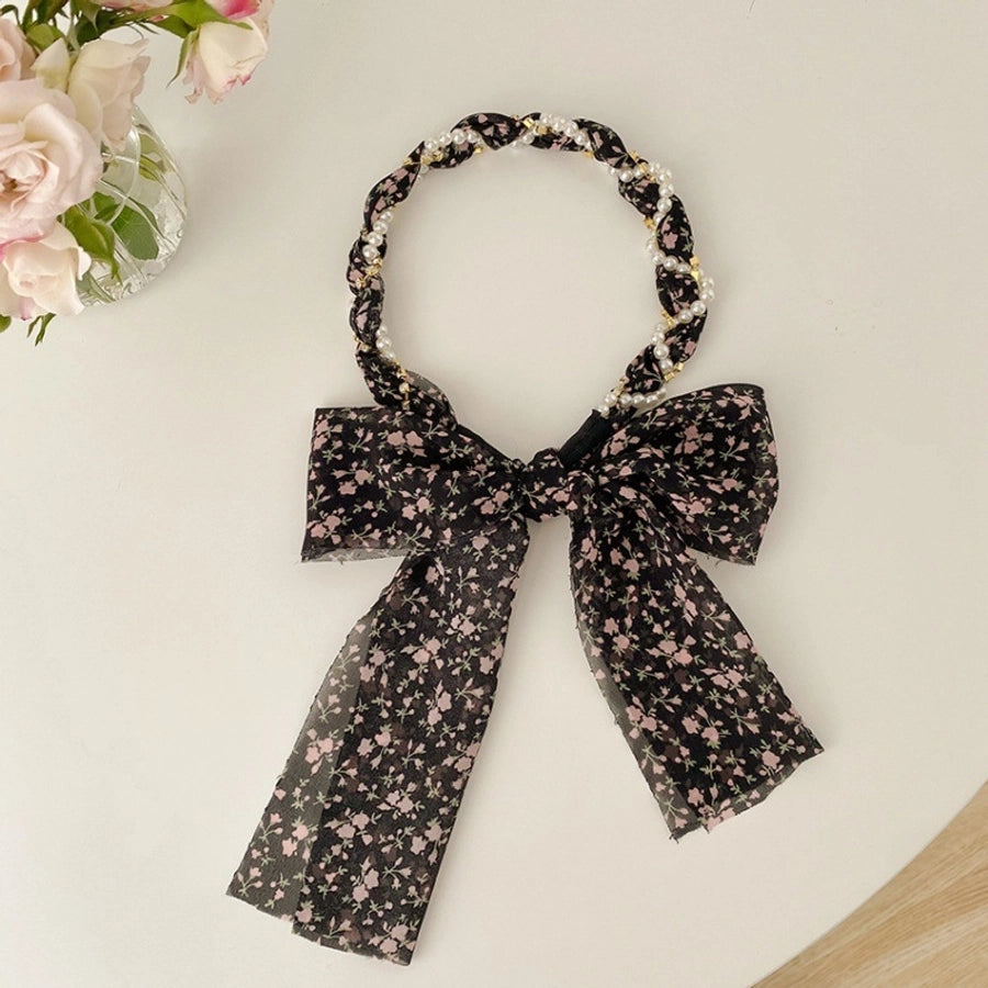 fairy style basic modern style ditsy floral bow knot synthetic yarn hair band