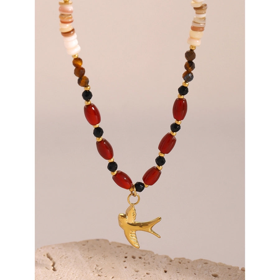 Simple Style Classic Style Swallow 304 Stainless Steel Pendant Necklace In Bulk