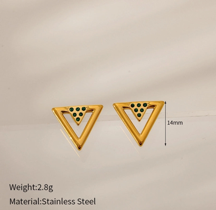 1 Pair Elegant Simple Style Geometric 304 Stainless Steel Zircon Ear Studs