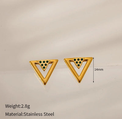 1 Pair Elegant Simple Style Geometric 304 Stainless Steel Zircon Ear Studs