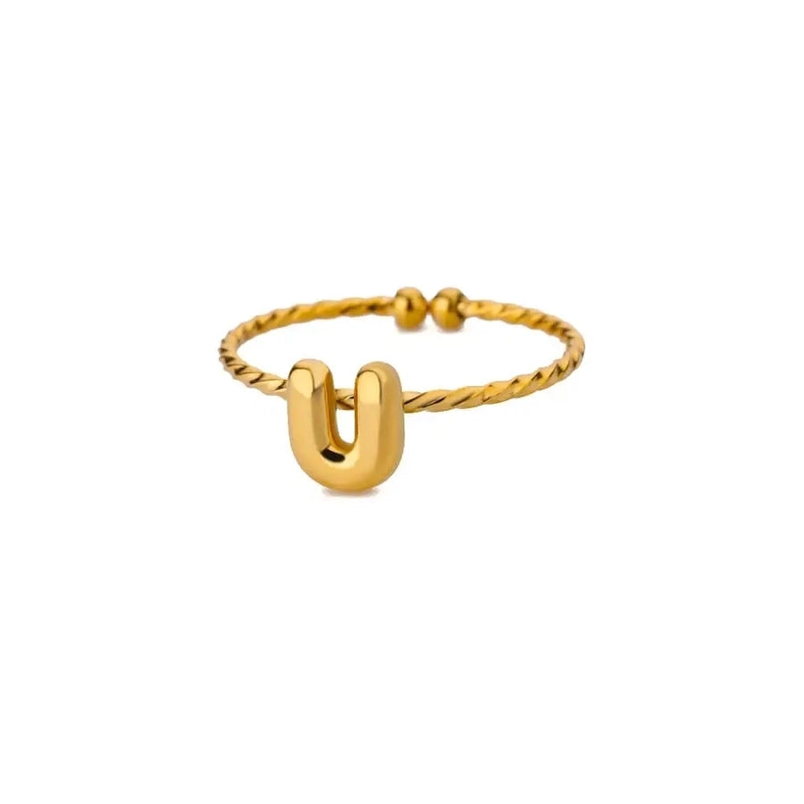 Jewelry Casual Simple Style Streetwear Letter 304 Stainless Steel 18K Gold Plated Open Rings