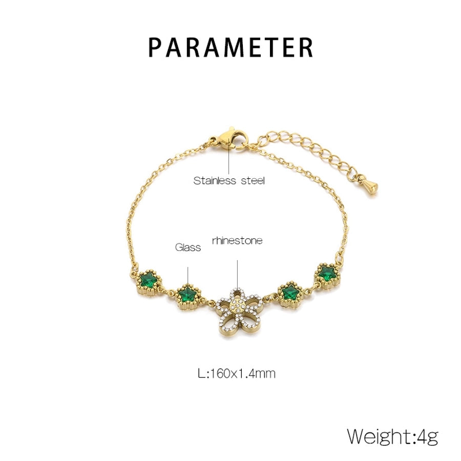 Vintage Style Streetwear Flower 304 Stainless Steel 18K Gold Plated Bracelets In Bulk