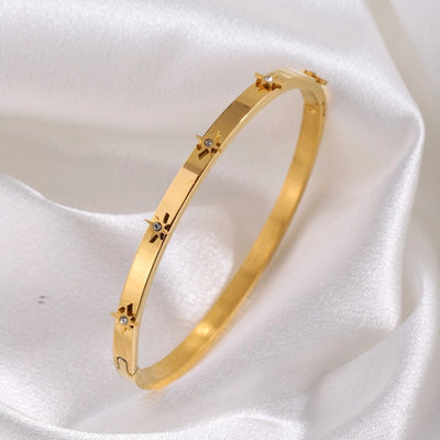 IG Style Sweet Round Heart Shape Flower Titanium Steel Zircon Bangle In Bulk