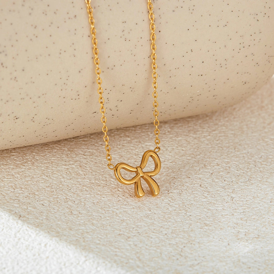 Jewelry IG Style Simple Style Bow Knot 304 Stainless Steel Pendant Necklace