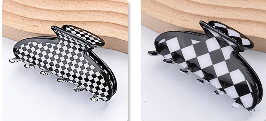 simple style checkered acetic acid sheets hair claws 1 piece