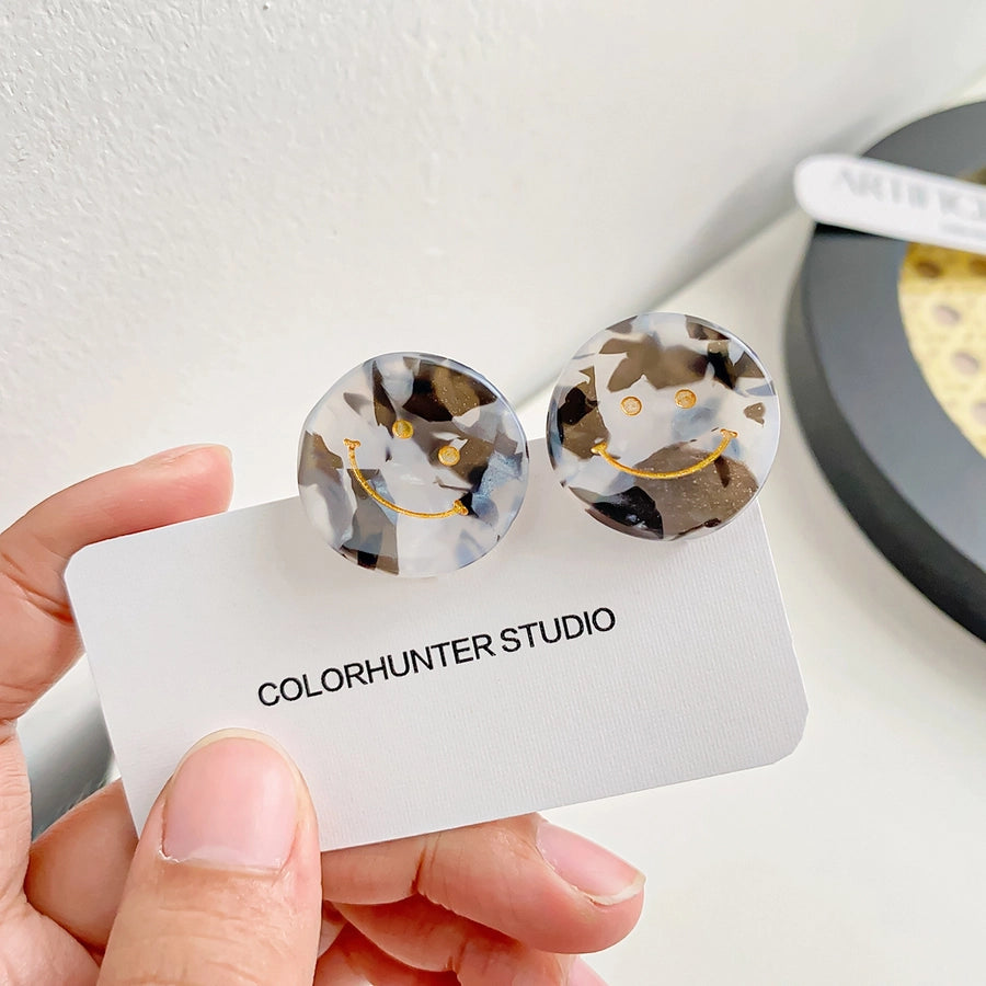 cartoon style Smile face acetic acid sheets printing hair clip