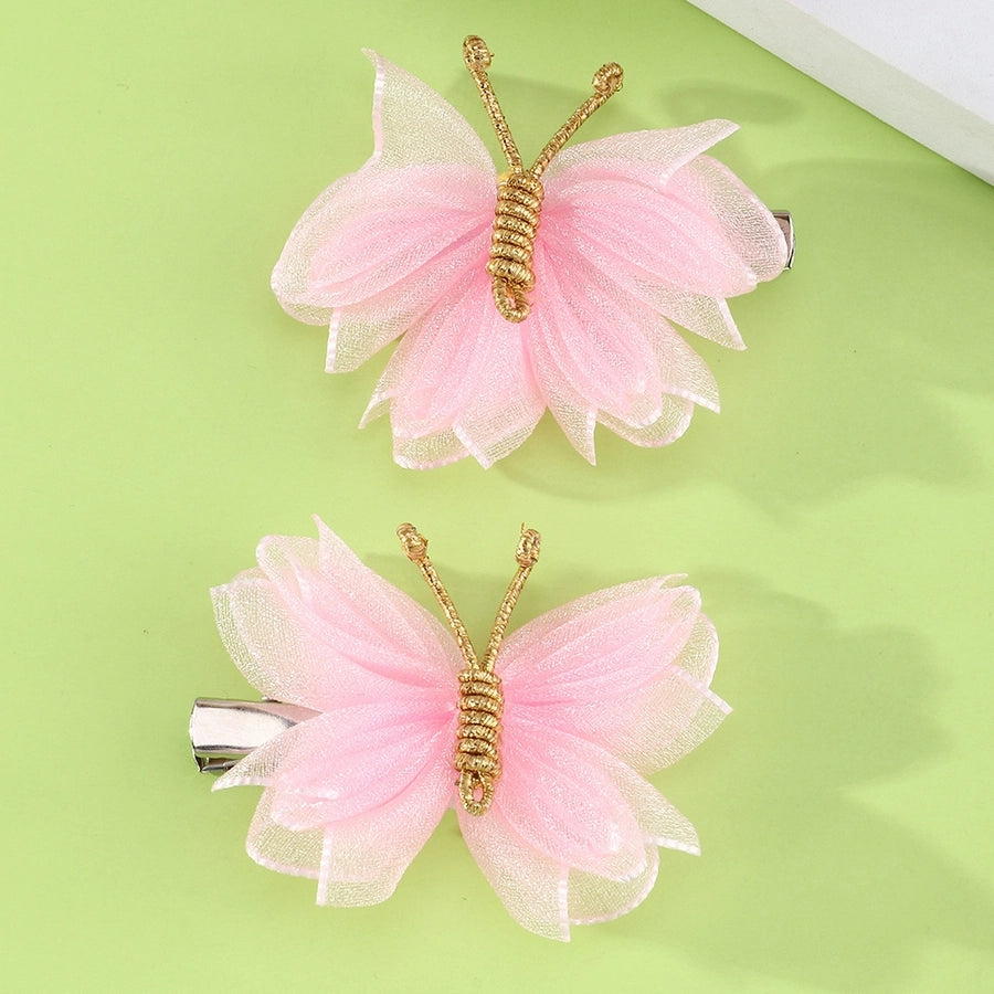 kid's cartoon style butterfly cloth knitting hair clip