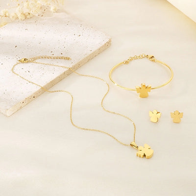 Jewelry Simple Style Angel 304 Stainless Steel 18K Gold Plated Jewelry Set