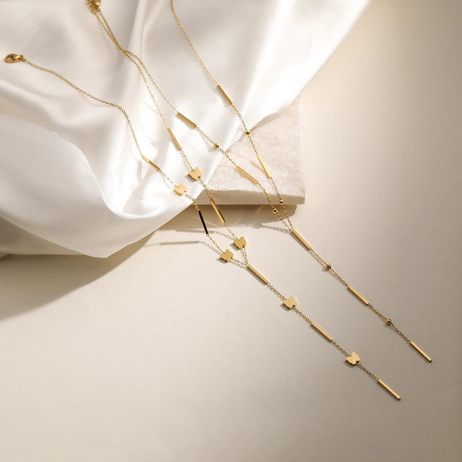 Jewelry Retro Simple Style Commute Geometric Butterfly 304 Stainless Steel Pendant Necklace