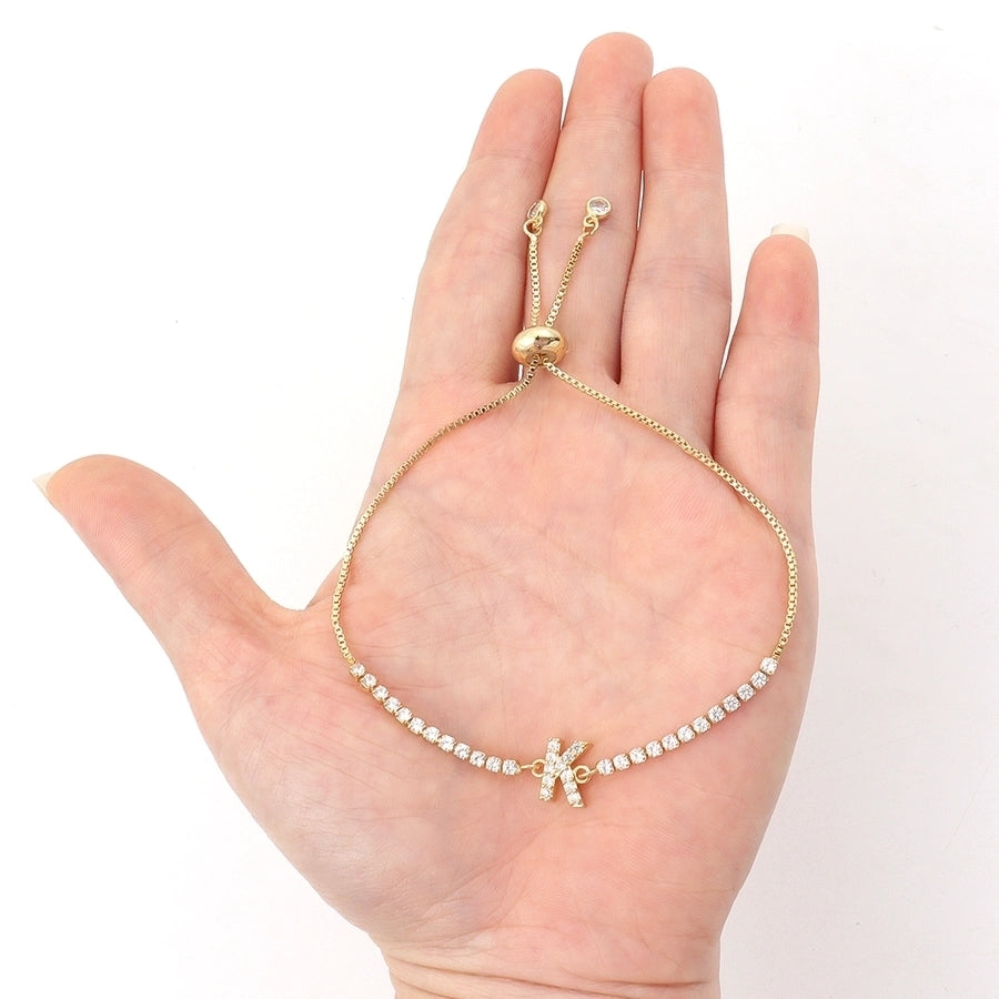 Copper Inlay Letter Zircon Bracelets