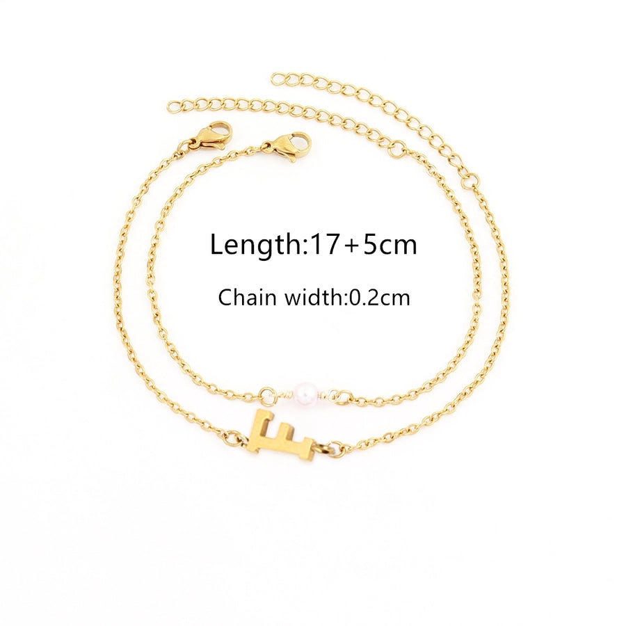 Elegant Simple Style Classic Style Letter 201 Stainless Steel 304 Stainless Steel Artificial Pearl Stainless Steel Bracelets In Bulk