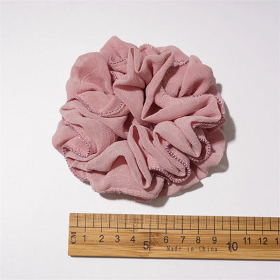 simple style solid color ruffles cloth pleated hair tie 1 piece